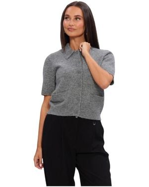 Y.A.S Frilo Ss Strick Cardigan - Schwarz