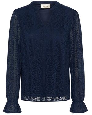 Cream Blouses - Blue