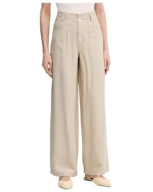 DKNY Broeken ,Polyester Crinkle Wijde Pijpen Broek - Naturel