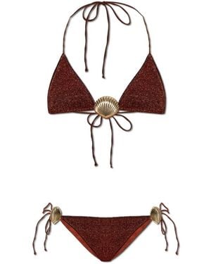 Oséree Badmode ,Bruin ,Tweed Tweedelig Zwempak Met Lurex Garen