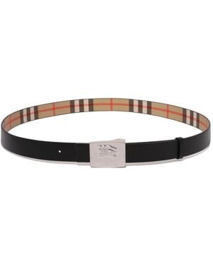 Burberry Reversible Check Square Knight Stamp Gürtel - Braun