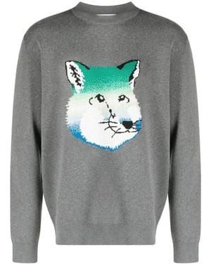 Maison Kitsuné Round-Neck Knitwear - Grigio