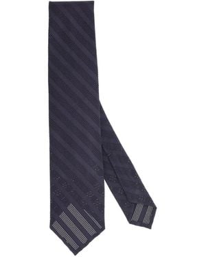 Finamore 1925 Blauer Seiden Regimental Ton-In-Ton Krawatte