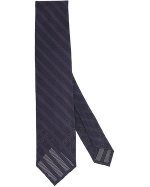 Finamore 1925 Blauer Seiden Regimental Ton-In-Ton Krawatte