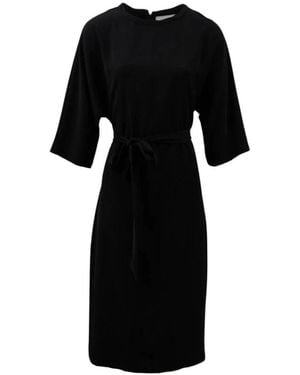 Brand Unique Midi-Kleid Mit Rundhalsausschnitt - Schwarz
