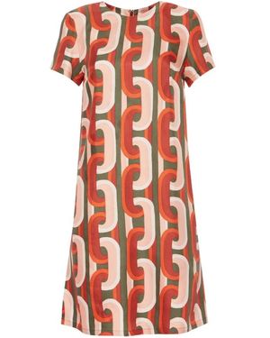 La DoubleJ Kleedjes ,Veelkleurig ,Mini Swing Jurk - Oranje