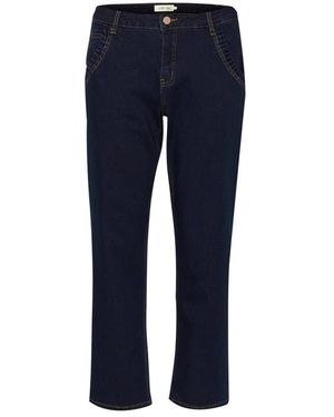 Cream Cropped Jeans - Blue