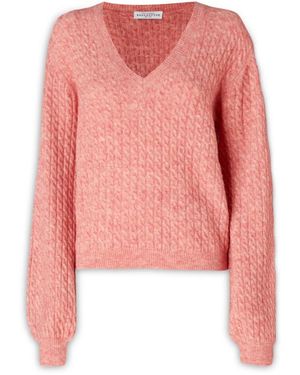 Ballantyne Knitwear > V-neck Knitwear - Roze