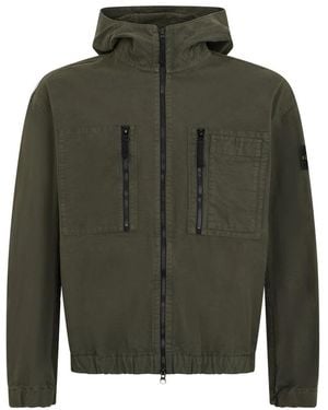 Stone Island Jassen ,Groen ,Katoen Comfort-Fit Hooded Overshirt