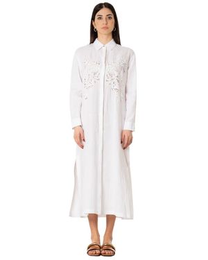 Max Mara Kleedjes ,Wit ,Linnen Megaton Linnen Jurk