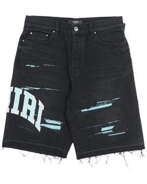 Amiri Logo Varsity Denim Bermuda Shorts - Schwarz