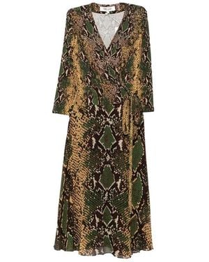 Diane von Furstenberg Kleedjes ,Veelkleurig ,Leer Julian Wrap Jurk - Groen