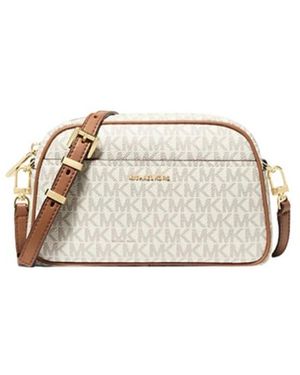 Michael Kors Tassen ,Wit ,Polyester Jet Set Small Signature Logo Camera Crossbody Tas