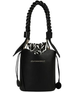 Lola Casademunt Crossbody-Tasche Mit Geflochtenem Griff Und Animal-Print - Schwarz