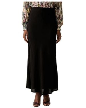 Twinset Rokken ,Bruin ,Wol Uitlopende Maxi-Rok Van Wolmix - Zwart
