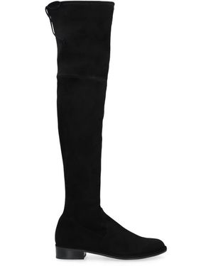 Stuart Weitzman Schwarze lederstiefel lang lässig flach