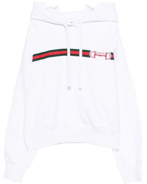 Gucci Hoodies & Sweatvesten ,Wit ,Katoen Logo Katoen Jersey Hoodie