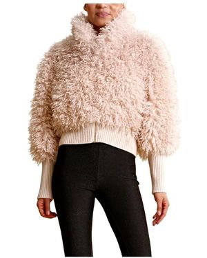 byTiMo Jassen ,Leer Gezellige Faux Fur Rib Jacket - Naturel