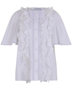 LES FILLES D'EVA Overhemden ,Wit ,Katoen Gerimpelde Kanten Blouse - Paars