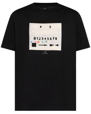 Paul Smith Tops ,Zwart ,Katoen Graphic Print T-Shirt