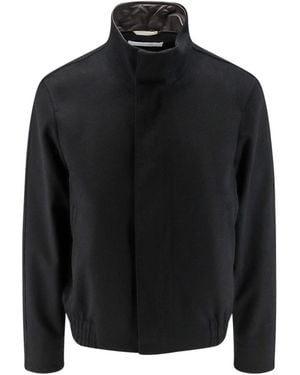 Lardini Jassen ,Zwart ,Wol Wool Bomber Jacket