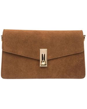 ESTRO Mini Velours Schultertasche - Braun