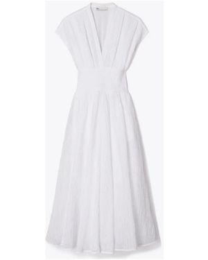Tory Burch Linnen Jurk Met V-Hals - Wit