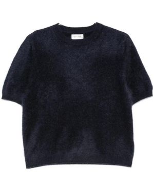 Soft Goat Truien & Vesten ,Blauw ,Ronde Hals Trui Met Korte Mouwen