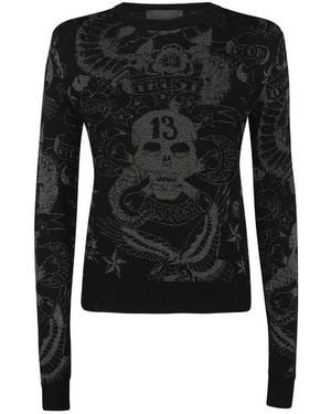 John Richmond Round-Neck Knitwear - Black