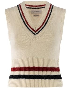 Thom Browne V-Neck Knitwear - Neutro
