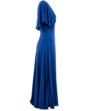 Trussardi Kleedjes ,Blauw ,Polyester Effen Gekleurde Maxi-Jurk