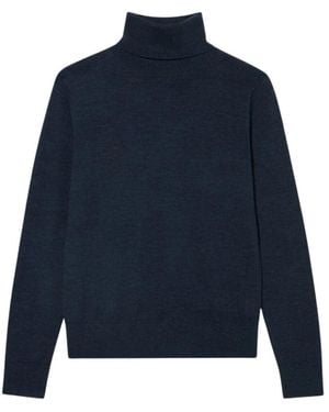 Brooks Brothers Truien & Vesten ,Blauw ,Wol Relaxed Turtleneck Trui