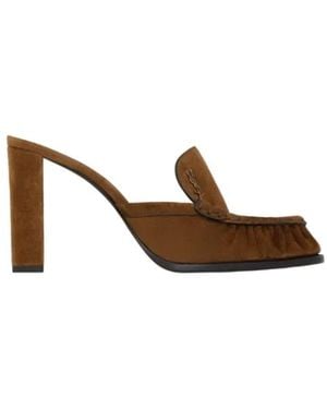 Saint Laurent Le Loafer Mules Aus Wildleder - Braun