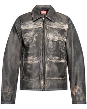 DIESEL Leather Jackets - Grijs