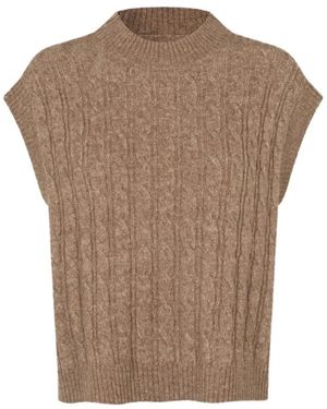 Lolly's Laundry Truien & Vesten ,Bruin ,Gebreid Vest Met Ronde Hals