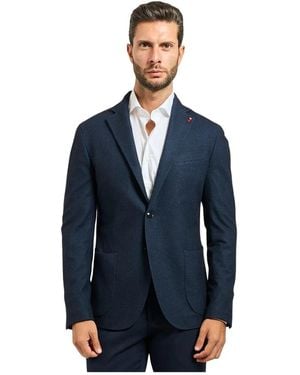 MULISH Blaue Einreiher-Jacke Mit Pin-Taschen