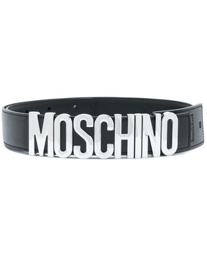 Moschino Accessoires ,Zwart ,Leer Riem Van Leer Met Logo