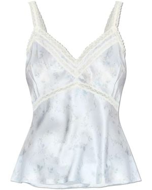 LoveShackFancy Tops ,Blauw ,Polyester Lirena Zijden Top