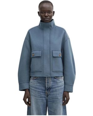 Maison Kitsuné Jassen ,Blauw ,Wol Double Face Cropped Jacket