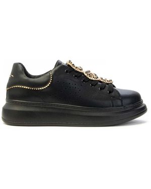 Tosca Blu Schoenen ,Zwart ,Leer Juliette Snake Sneaker Met Strass Accessoire
