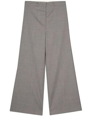 Low Classic Broeken ,Grijs ,Wol Melange Grijs Wollen Wijde Broek