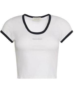 Calvin Klein Monologo Grafisch Slim T-Shirt - Grijs