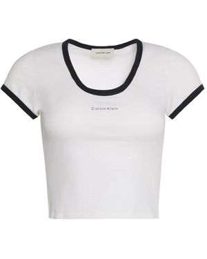 Calvin Klein Monologo Grafisch Slim T-Shirt - Grijs