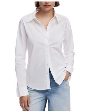 Desigual Witte Katoenen Geborduurde Overhemd