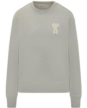 Ami Paris De Coeur Baumwoll-Sweatshirt - Grau