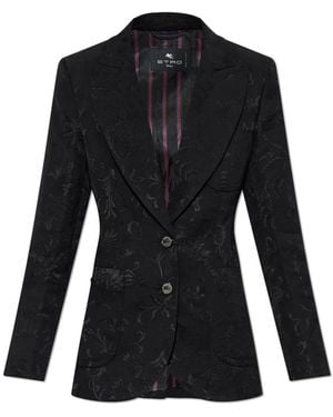 Etro Jassen ,Zwart ,Leer Enkele Split Blazer