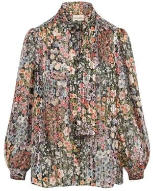 Valentino Overhemden ,Veelkleurig ,Zijden Blouse Met Bloemendruk - Meerkleurig