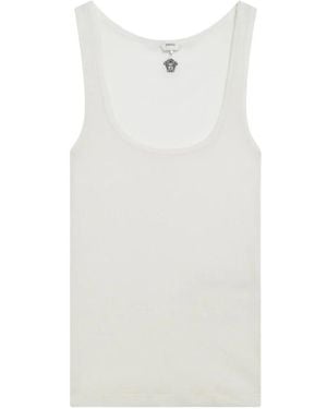 Versace Medusa Logo Geripptes Tanktop - Weiß