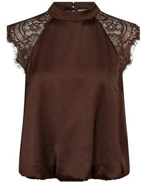 co'couture Overhemden ,Bruin ,Polyester Mercy Mesh O-Blouse