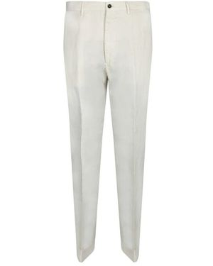 Dell'Oglio Weiße Baumwoll-Leinen Hose - Grau